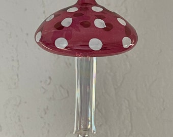 Hand Made Blown Glass Hand Painted Mushroom Ornament Sun Catcher