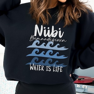 Water is Life Unisex Sweater, Indigenous Crewneck Sweatshirt, Ojibwe Gift, First Nations, Indigenous Owned Business, Native Art, Aboriginal