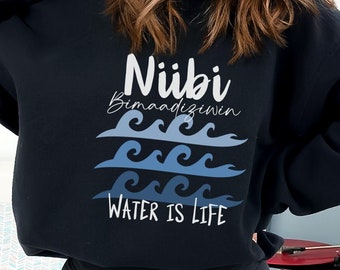 Water is Life Unisex Sweater, Indigenous Crewneck Sweatshirt, Ojibwe Gift, First Nations, Indigenous Owned Business, Native Art, Aboriginal