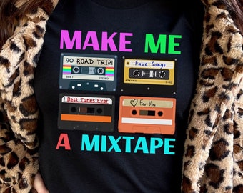 RETRO MIXTAPE Unisex Tshirt, VINTAGE Cassette Gender Neutral Tee, Personalized Mixed Tape Shirt, Old School, Made in the 80s, 90s, Gifts