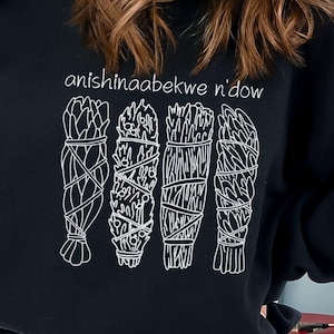 ANISHINAABEKWE Unisex Sweater, Anishinaabe Crewneck Sweatshirt, Unique Gift for Her, First Nations Art, Indigenous Owned Business, Native