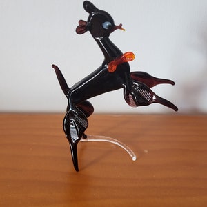 Rare vintage Murano black glass deer bambi fawn animal KITSCH perfect condition. Murano glass animals. Black glass stylized deer ornament.