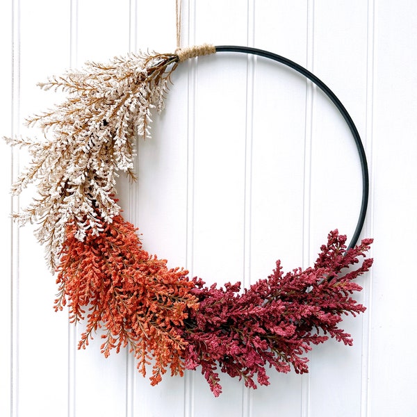 Fall Ombre Wreath, Fall Wreath for Front Door, Fall Hoop Wreath, Minimalist Wreath, Modern Fall Wreath, Thanksgiving Wreath