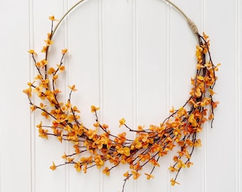 Fall Bittersweet Wreath, Fall Minimalist Wreath,  Modern Autumn Wreath, Fall Hoop Wreath, Modern Fall Door Wreath, Thanksgiving Wreath