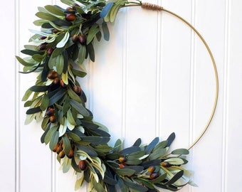 Olive Branch Wreath, Spring Hoop Wreath, Modern Hoop Wreath, Year Round Wreath, Everyday Wreath