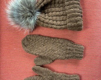 Toque, mittens, alpaca, knitting, wool, winter,