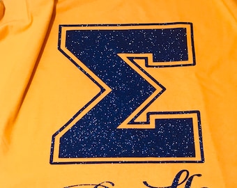 Glitter Royal Blue and Gold Sigma Poodle T-Shirt.  Inspired by Sigma Gamma Rho Sorority