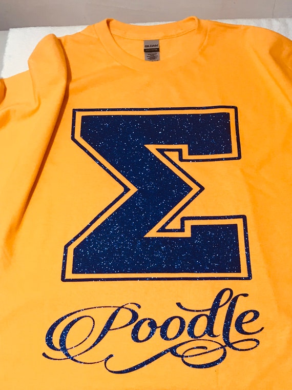 Glitter Royal Blue and Gold Sigma Poodle T-Shirt.  Inspired by Sigma Gamma Rho Sorority