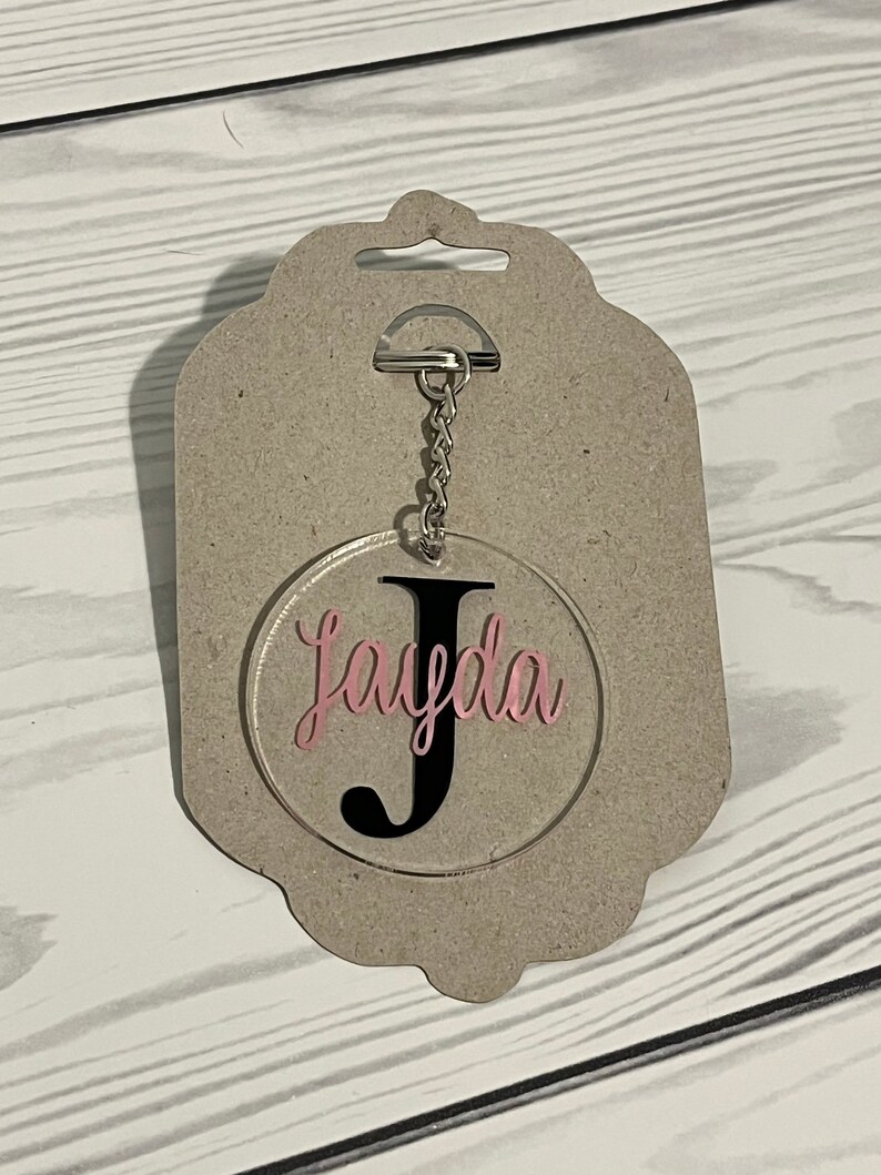Acrylic Key Chain Name and Initial Keychain Personalized Etsy