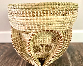 Elephant Basket | Gullah | Low-Country | Sweetwater| Bread Basket | Bread Bowl | Coil | Flare Sweetgrass Stand Basket