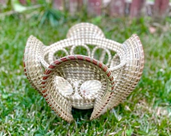 Elephant Basket | Gullah | Low-Country | Sweetwater| Bread Basket | Bread Bowl | Coil | Sweetgrass Looped Stand Basket