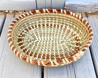 Gullah | Low-Country | Sweetwater| Bread Basket | Bread Bowl | Coil | Sweetgrass Oval Bowl Love Knot Basket