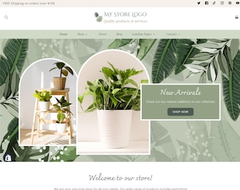 Plantilla de tema de Shopify, Plantilla de sitio web de Shopify, Diseño web de Shopify, Temas de Shopify 2.0, Sitio web de Shopify ecológico, Tienda de plantas, Jardinería