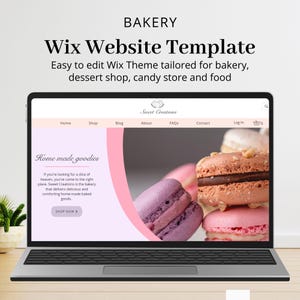 Bakery Website Template, Wix website template for baking business, Pastel web design for bakeries, Pink and Purple theme Wix website