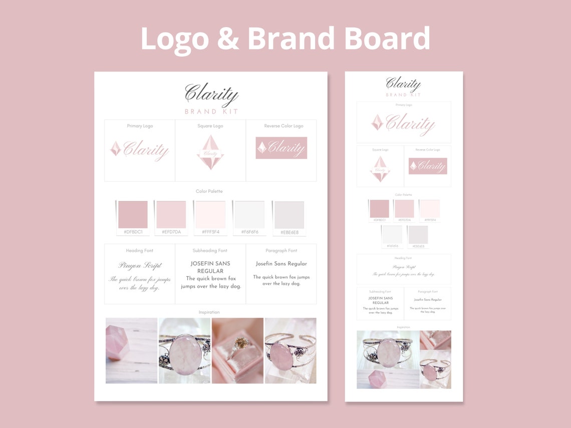 Canva Brand Kit Template Brand Board Template Light Pink - Etsy