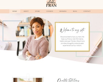 Wix Website Template Design, Includes Blog, Store, Courses, Online Booking, Online Chat, Member's Pages, Feminine Pastel Aesthetic