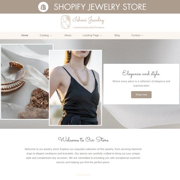 Thème Shopify pour bijouterie | Modèle de conception de site Web pour Shopify 2.0 | Esthétique minimaliste neutre | Conception web boutique en ligne