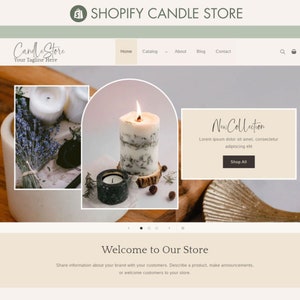 Candle Shopify Website Template, Shopify Theme, Shopify Web Design, Shopify Store Template, Candle Store Website