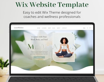 Wix Website Template, Online Meditation Website Design, Yoga Classes Wix Theme, Spiritual Healing Web Theme, Health and Wellness Website