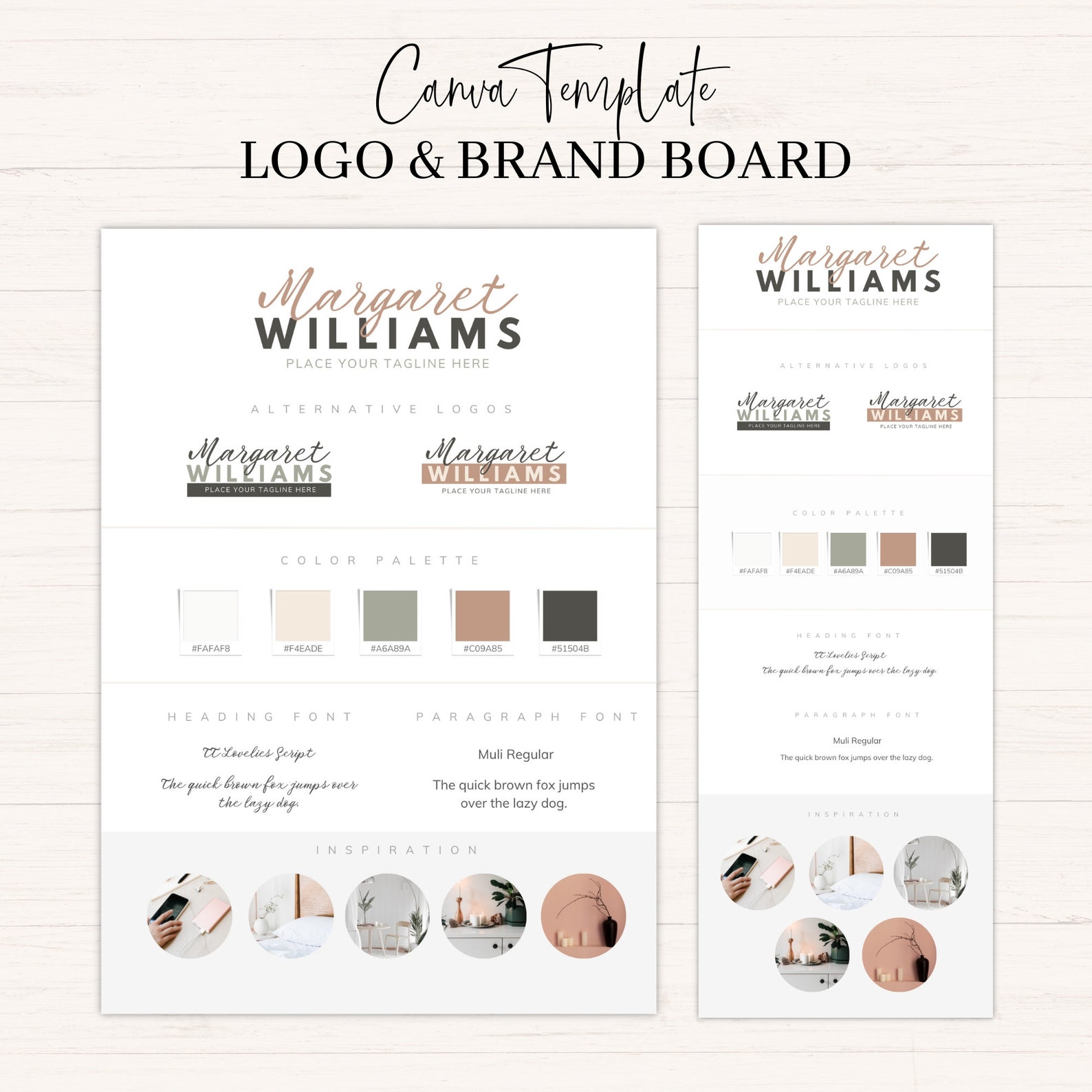 Earth Colors Feminine, Canva Brand Kit Template, Brand Board Template ...