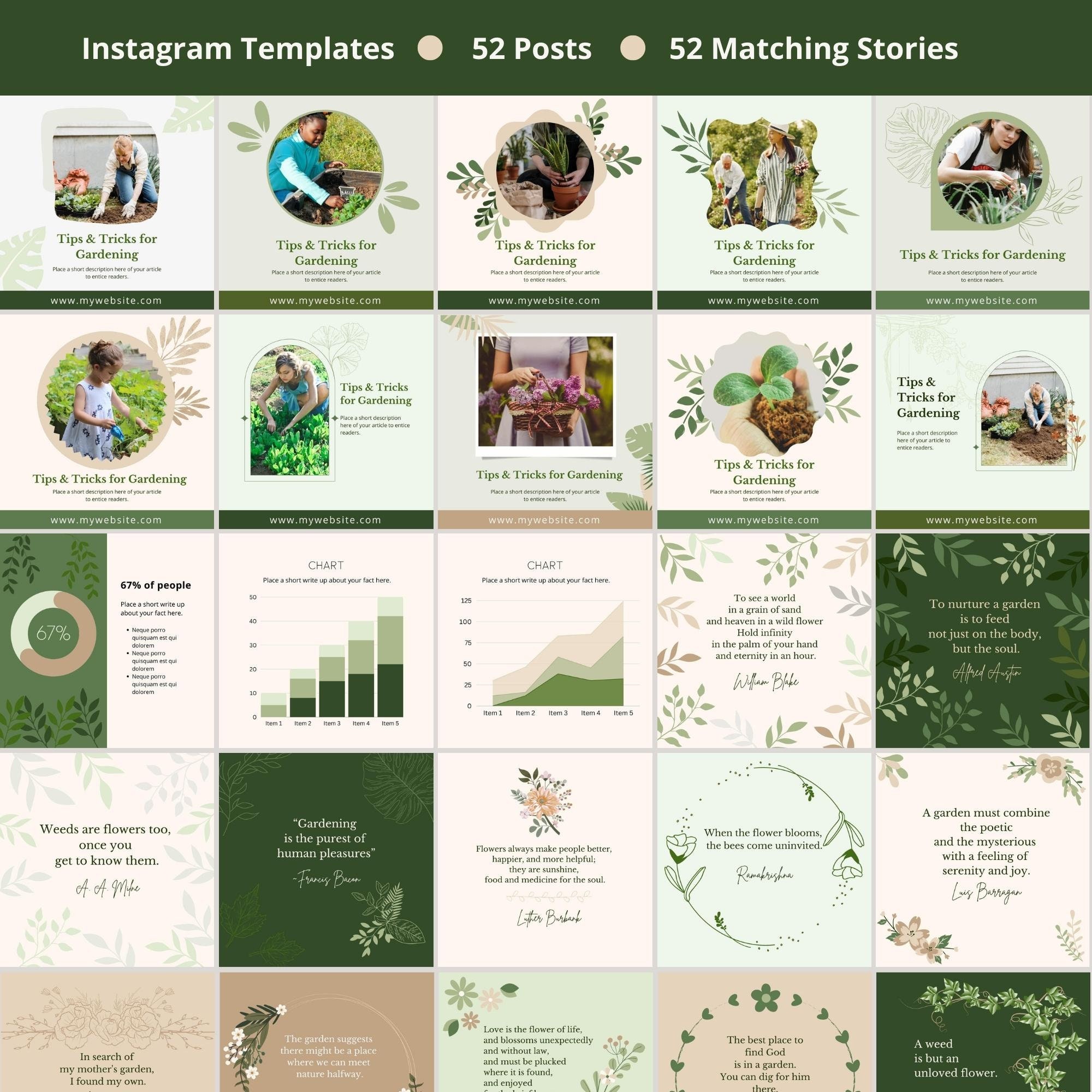 Gardening Instagram Post Templates Canva Plant Store - Etsy