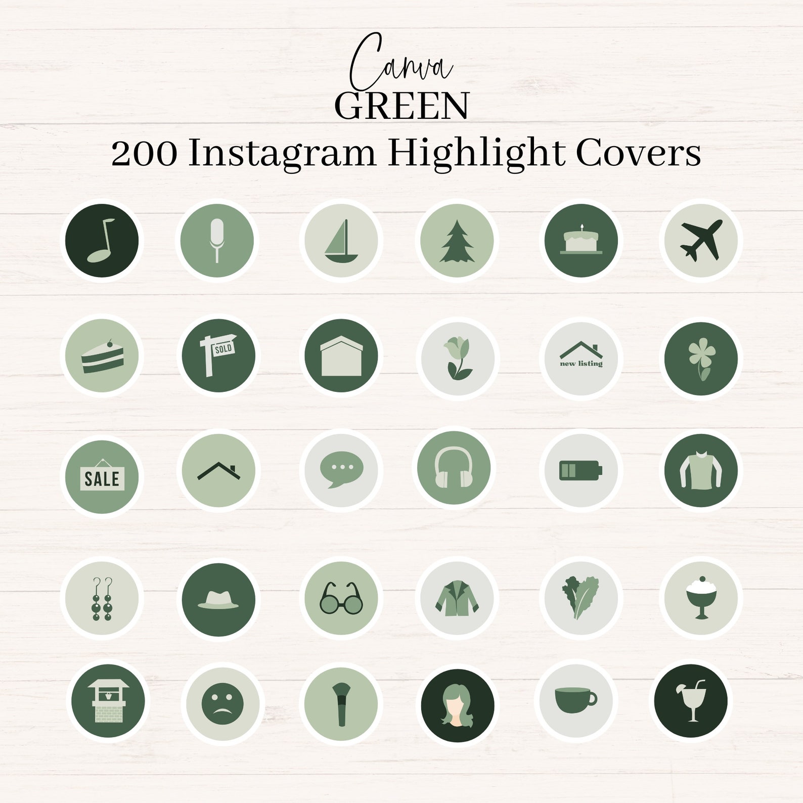 Green Instagram Highlight Covers, Highlight Covers for Instragram, Icons for Instagram