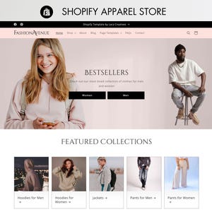 Shopify Theme for Apparel, Clothing & Fashion, Pink Shopify Template, Minimalist Design for Boutique Store