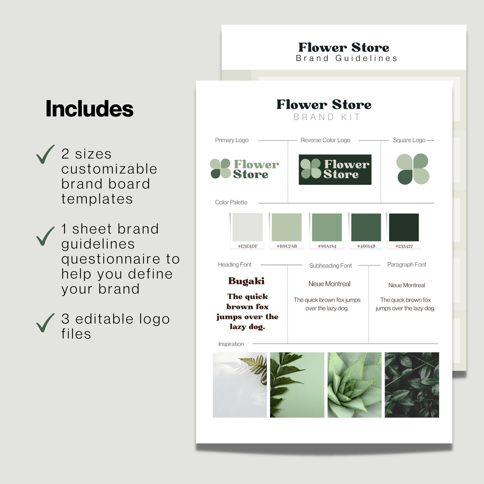 Green Brand Kit Canva Brand Kit Template Brand Board - Etsy