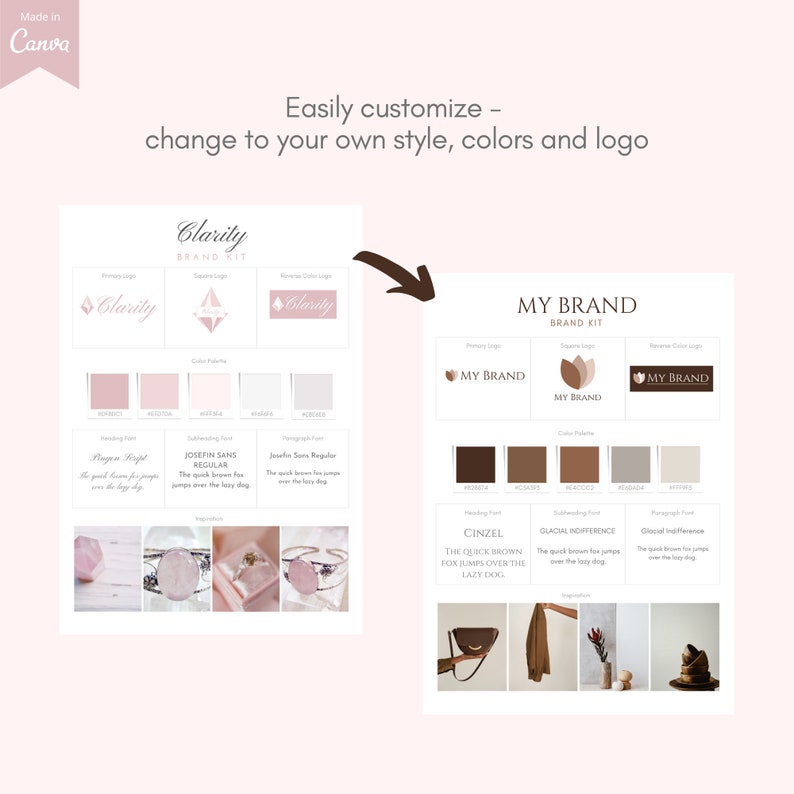 Canva Brand Kit Template Brand Board Template Light Pink | Etsy