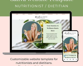 Nutritionist Website Template Canva, Dietitian Website Template, Health Coach Website Template, Wellness Website Design, Canva Website