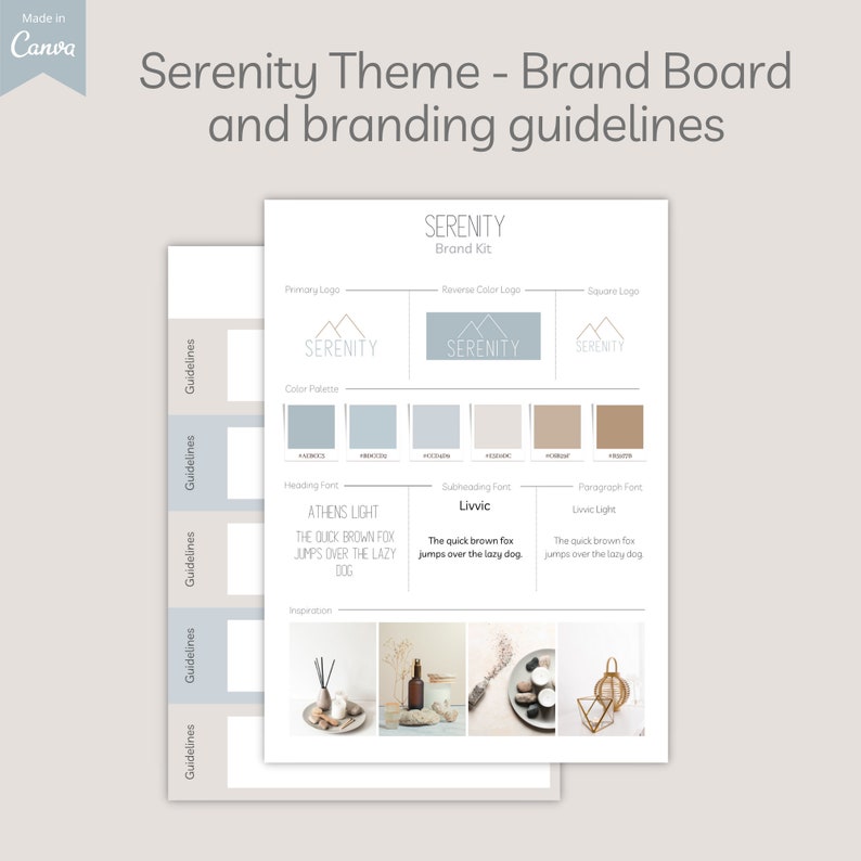 Minimalist Branding Kit Canva Brand Kit Template Brand | Etsy