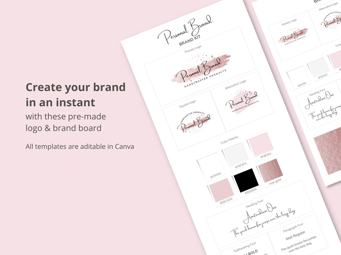 Canva Brand Kit Template | Brand Board Template | Personal Branding Kit ...