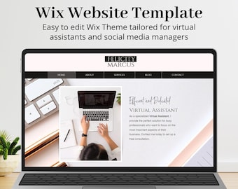 Wix Website Template, Virtual Assistant Website, Social Media Manager, Wix Template Website Design, Wix Website Design, Wix Blog Theme