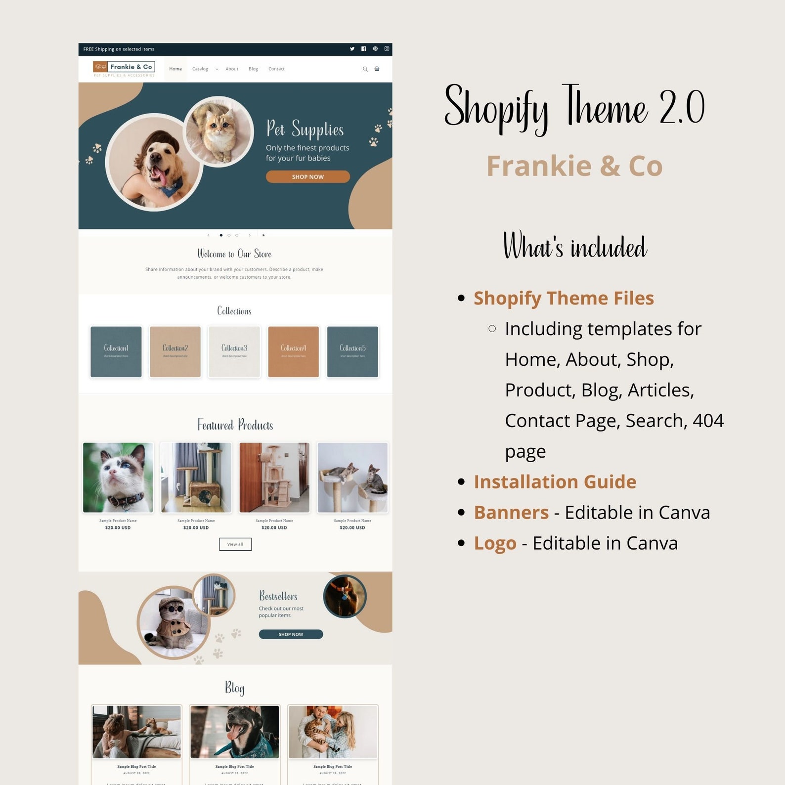 Pet Store Shopify Website Template, Pet Supplies Shopify Theme, Pet ...