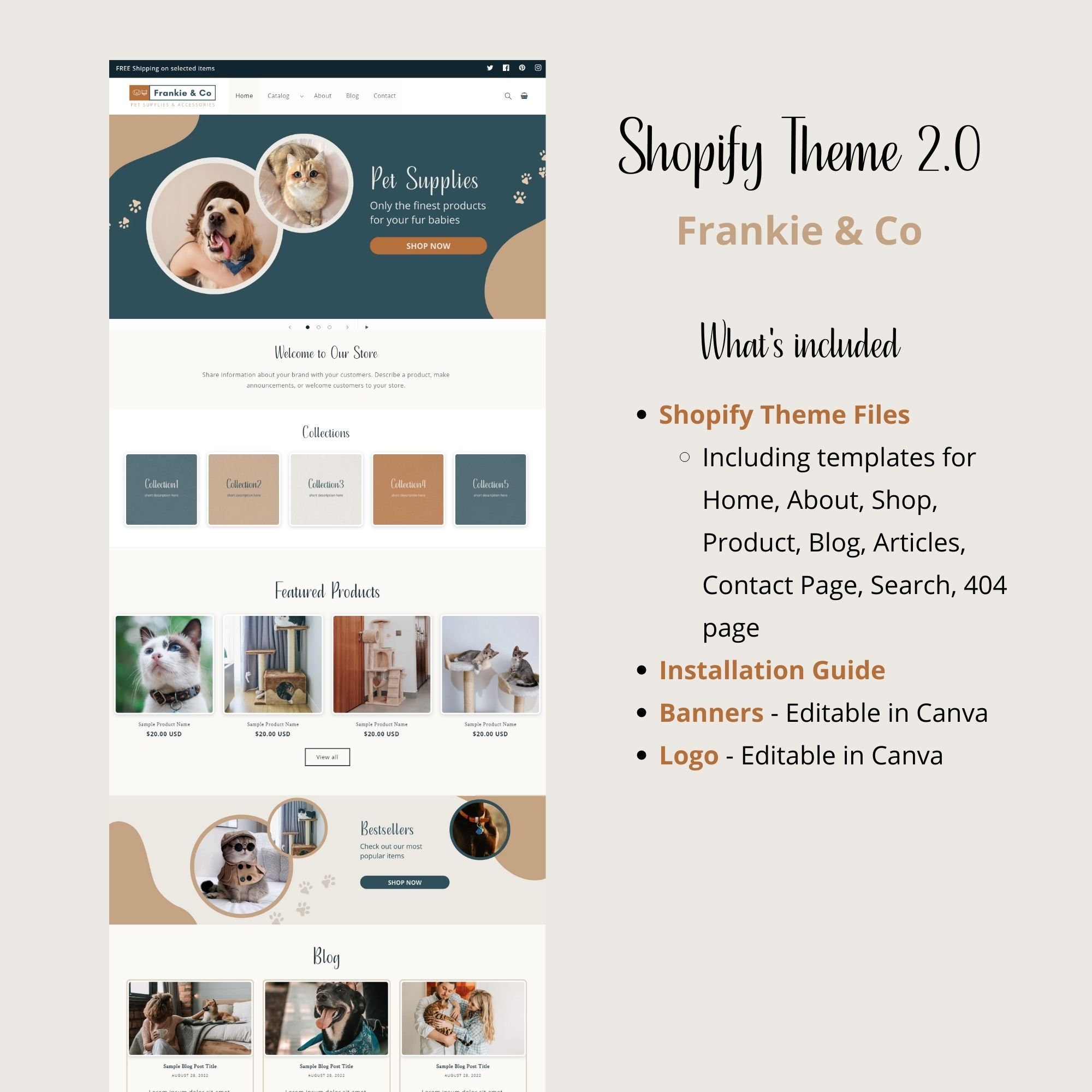 Pet Store Shopify Website Template, Pet Supplies Shopify Theme, Pet ...