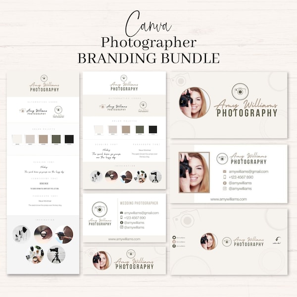 Photographer Branding Kit, Canva Branding Bundle, Photography Brand Kit, Complete Brand Kit, Premade Logo, Business Card, Email Signature