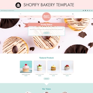 Shopify Website Template, Shopify Theme, Shopify Web Design, Shopify Store Template, Bakery Shopify Website, Cakes, Cookies, Muffins