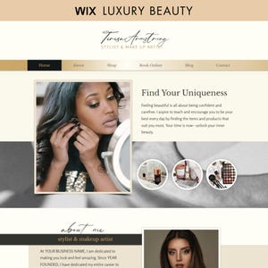 Luxury Beauty Brand, Wix Website Template, Wix Website Design, Wix Store Theme, Wix Web Design, Makeup Artist Website, Stylist Website