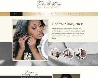 Luxury Beauty Brand, Wix Website Template, Wix Website Design, Wix Store Theme, Wix Web Design, Makeup Artist Website, Stylist Website