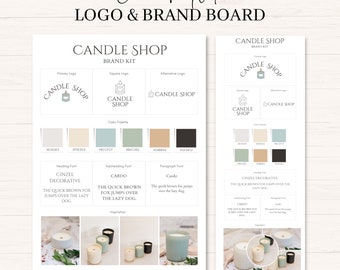 Candle Branding Kit | Canva Brand Kit Template | Brand Board Template | DIY Logo Branding | Premade Branding Kit | Premade Logo