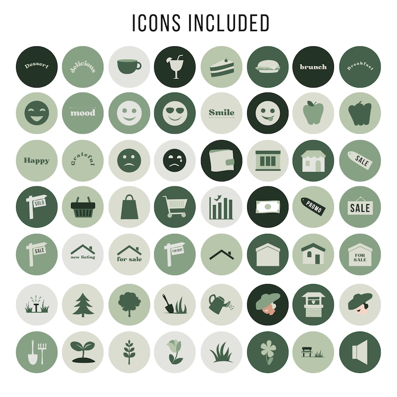 Green Instagram Highlight Covers, Highlight Covers for Instragram, Icons for Instagram