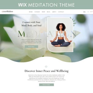 Wix Website Template, Online Meditation Website Design, Yoga Classes Wix Theme, Spiritual Healing Web Theme, Health and Wellness Website