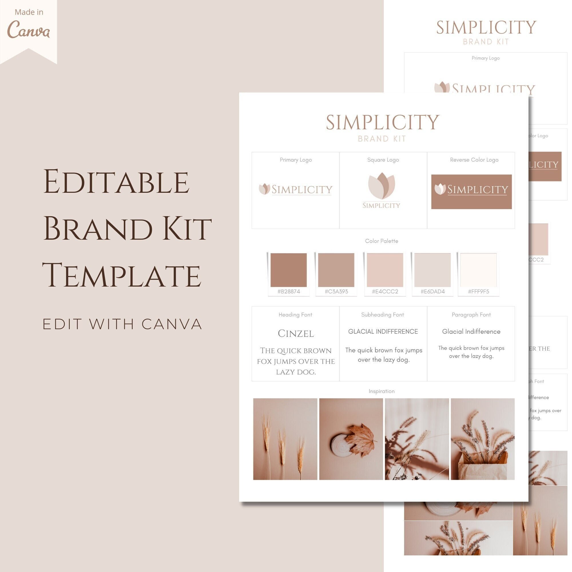 Paper Unisex Travel Brand Aesthetic Premade Logo Brand Board Template 