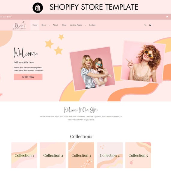 Shopify Theme, Store Shopify Template, Shopify Web Design, Shopify Website Template, Shopify Store Design, Bright Colorful Aesthetic