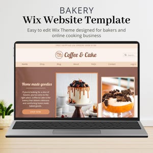 Bäckerei Website Vorlage, Wix Website Vorlage für Backgeschäft, Schokoladenbraunes Webdesign für Bäckereien, Kaffee Thema Wix Website