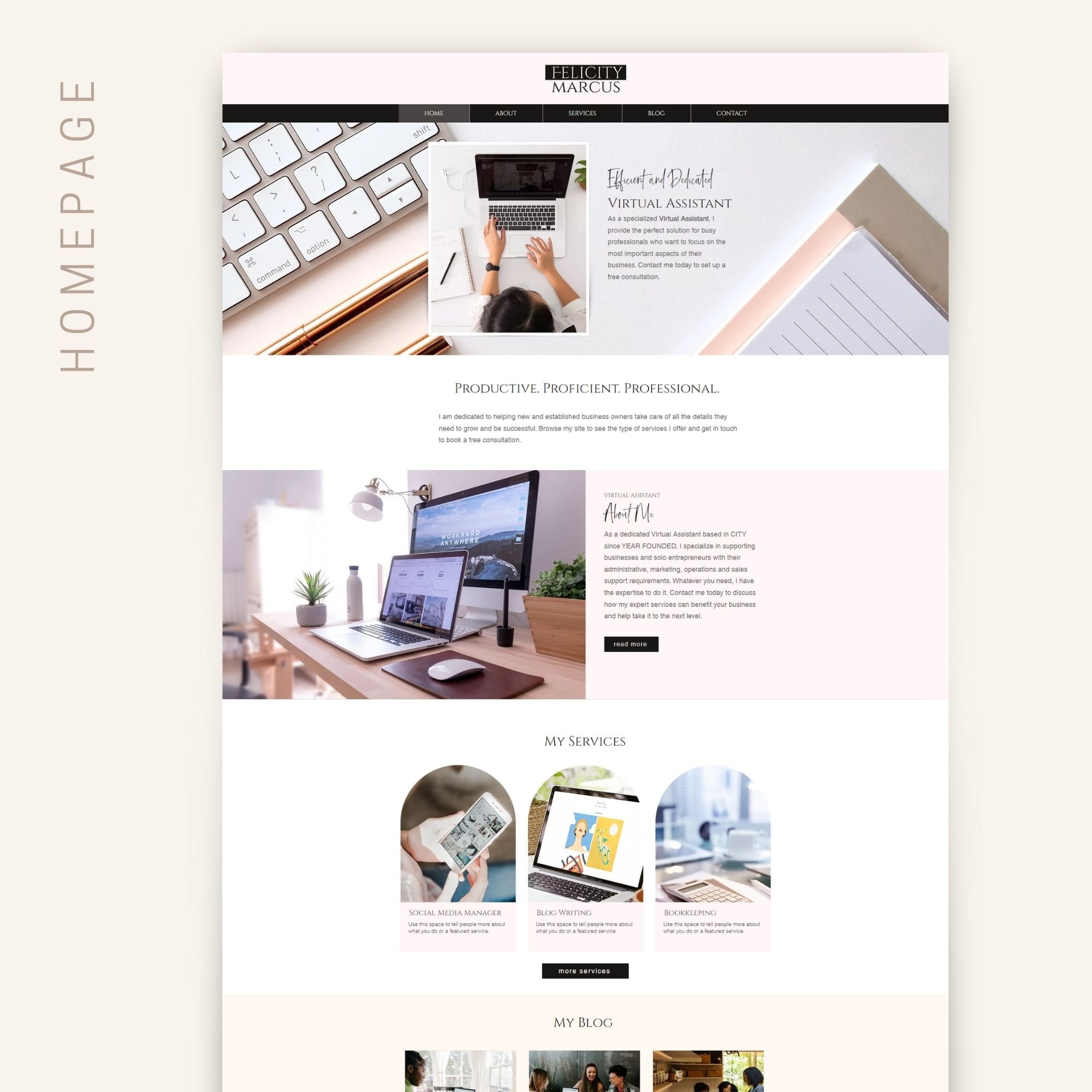 Wix Website Template, Virtual Assistant Website, Social Media Manager ...