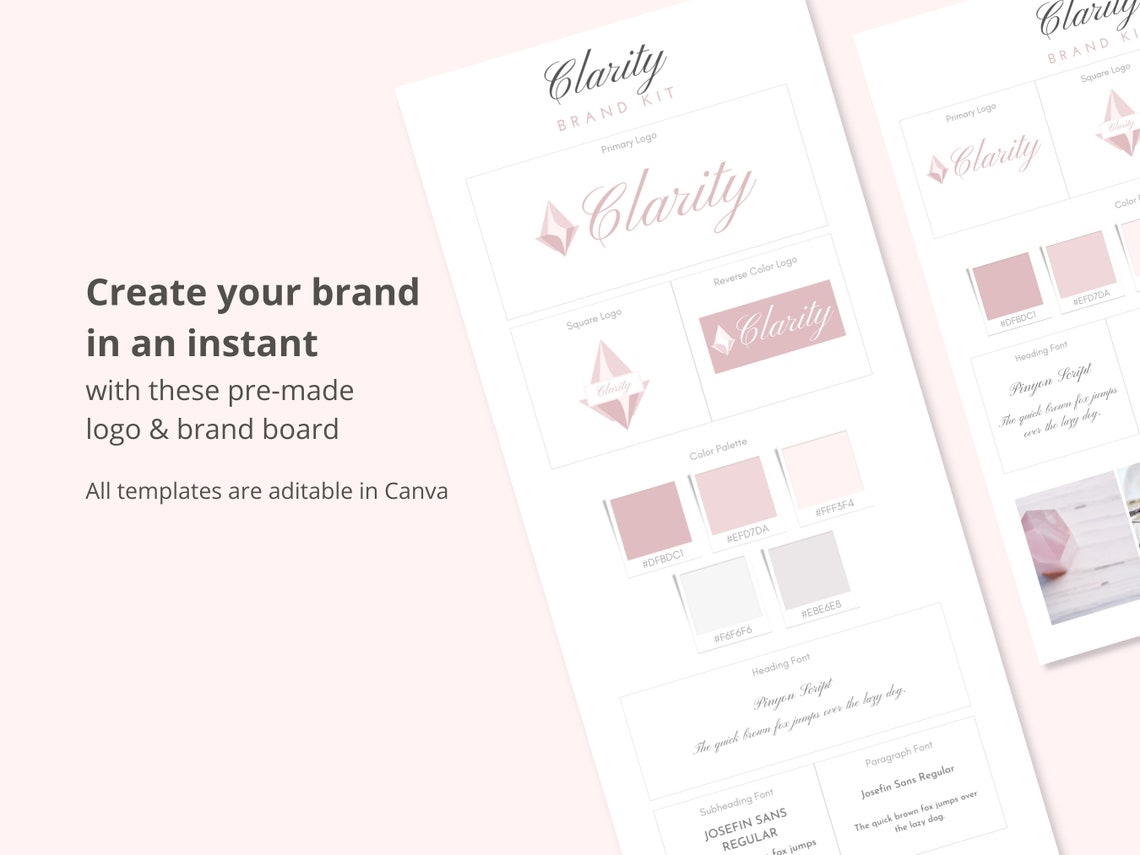 Canva Brand Kit Template Brand Board Template Light Pink Branding Kit ...