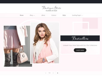 Shopify theme for boutique store | Apparel store shopify template | Website design template | Pink Feminine aesthetic | Online shop
