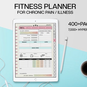 Digital Fitness Planner for Chronic Pain & Illness (Fibromyalgia, Lupus, CFS, and More) | Goodnotes | Notability | Fitness Journal