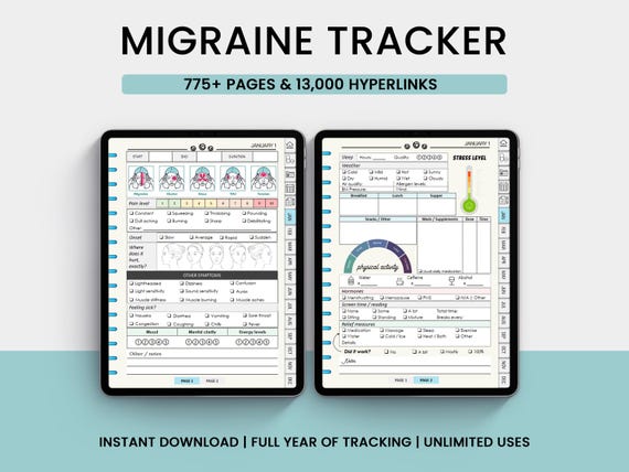 Digital Migraine / Headache Tracker Journal | Goodnotes / Notability Planner / Pain Tracker